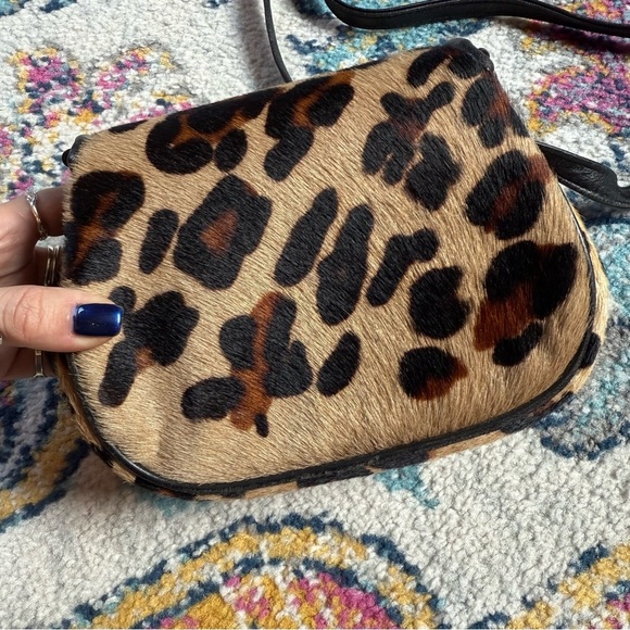 Vintage 90s Jill Stuart Leopard Print Fur Crossbody Bag - Picture 7 of 14